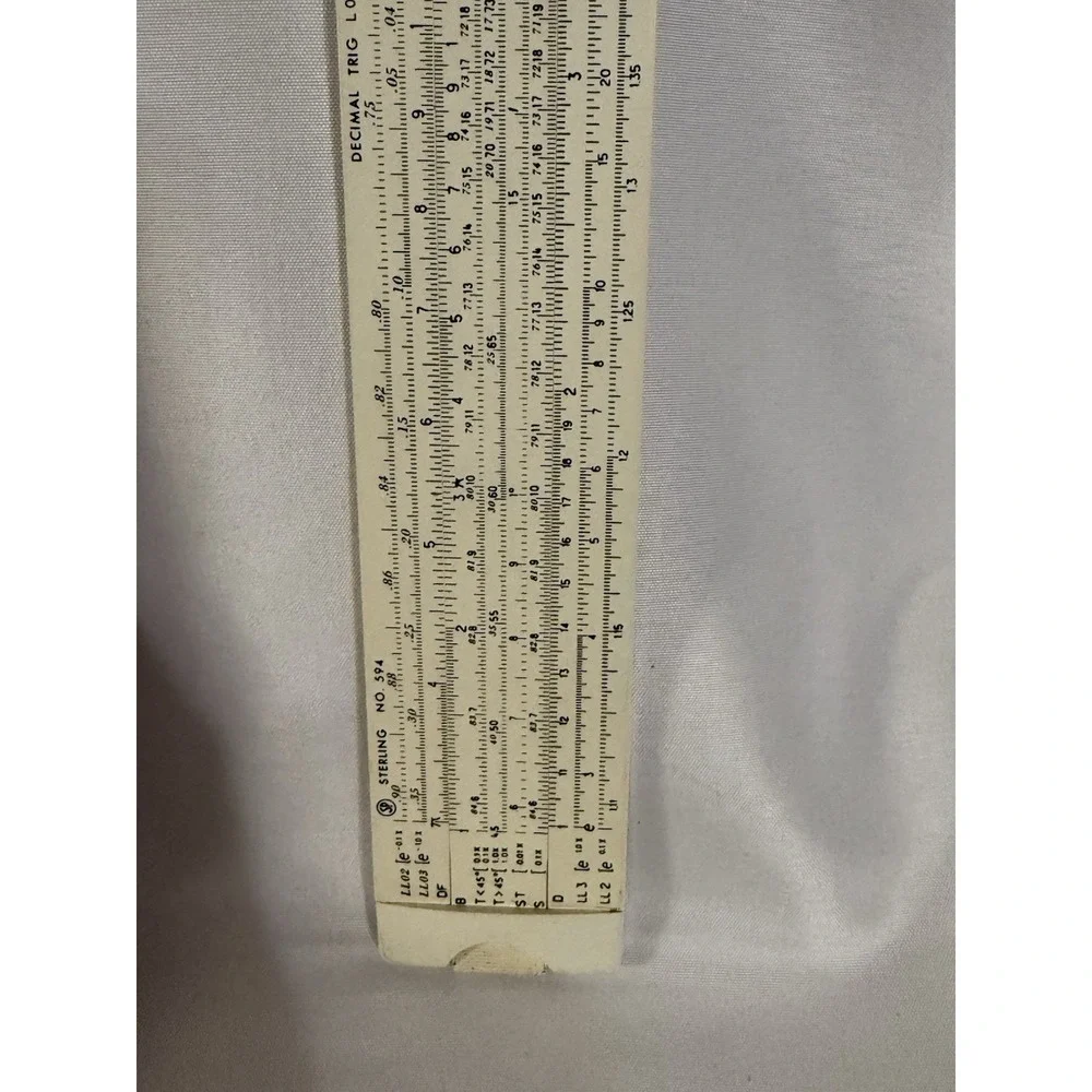 Sterling No 594 Slide Rule 1965 Decimal Trig Log w/ Case Manual USA